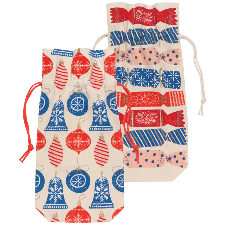 Christmas Charms Wine Bag Set of 2 – Holiday Décor gift Montreal Villeray Urban Palate