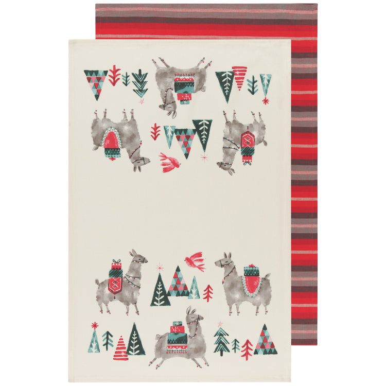 Happy Llamadays Coordinated Dishtowels Set of 2 – Holiday Décor gift Montreal Villeray Urban Palate