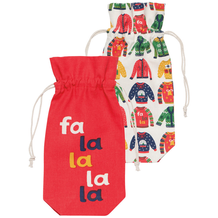 Ugly Christmas Sweaters Wine Bags Set of 2 – Holiday Décor gift Montreal Villeray Urban Palate