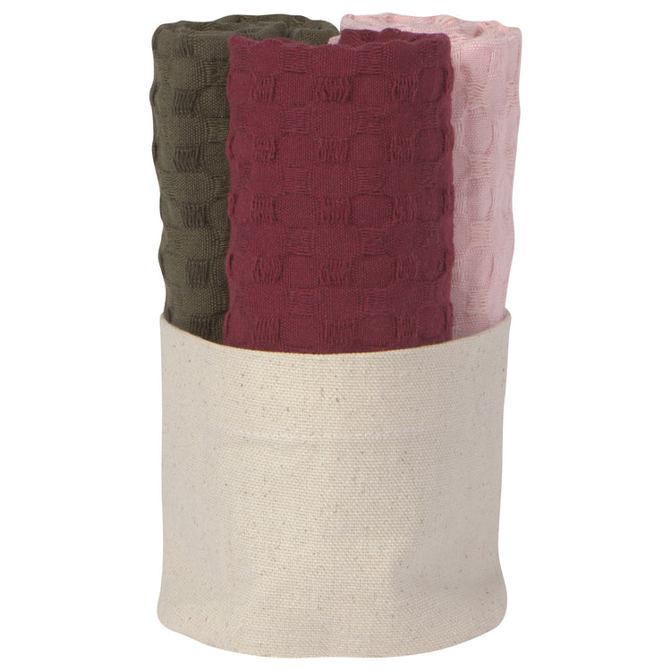 Mercantile Dishcloths in Basket Blush Set of 3 – Kitchen Linens gift Montreal Villeray Urban Palate
