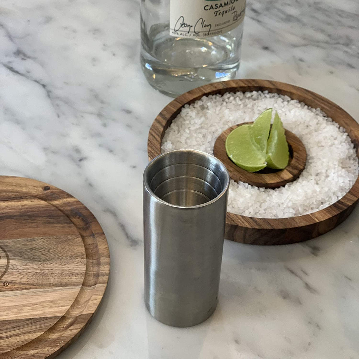 Double Shot Glass in Stainless Steel – Drinkware gift Montreal Villeray Urban Palate