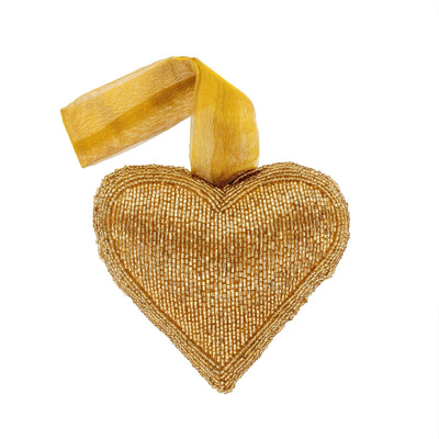 Hanging Beaded Gold Heart Decoration – Holiday Décor gift Montreal Villeray Urban Palate
