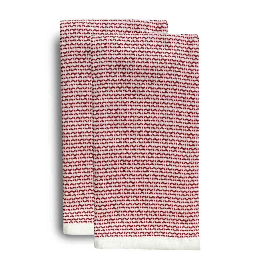 Set of 2 Terry Towels Red – Holiday Décor gift Montreal Villeray Urban Palate