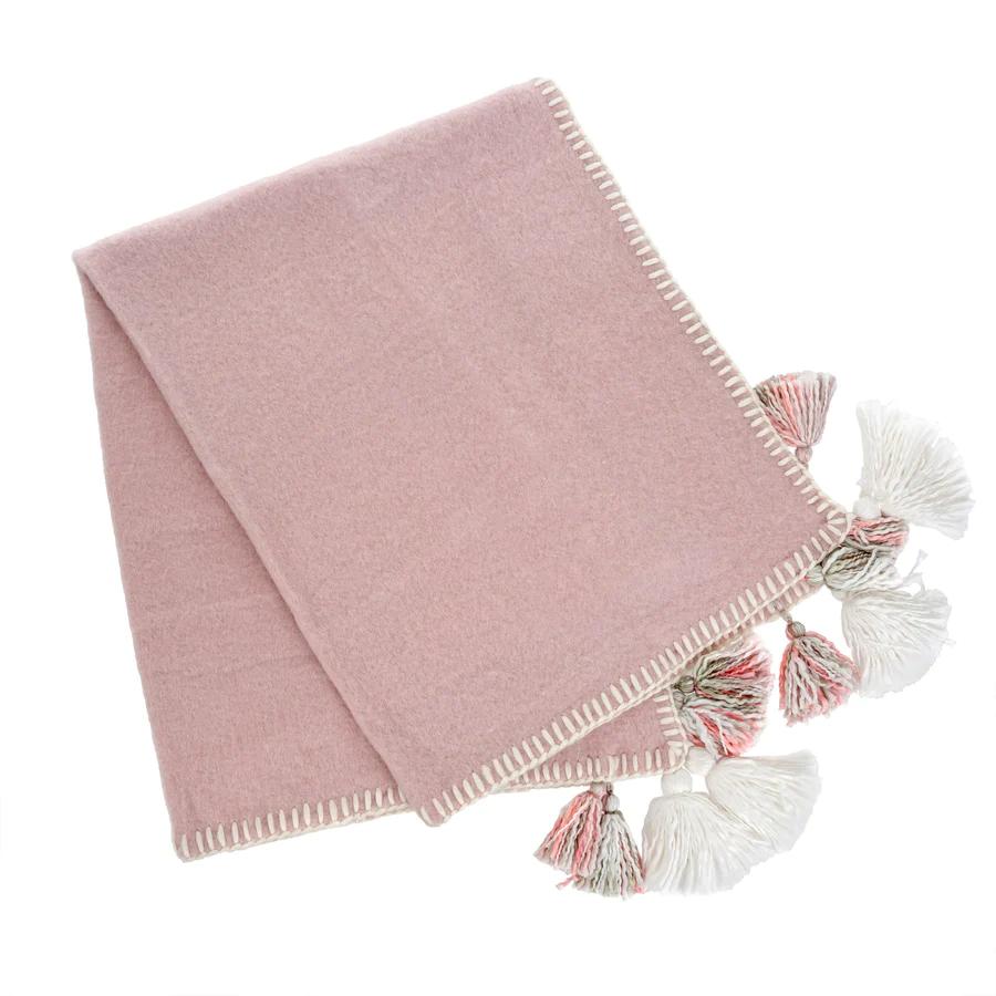 Tassel and Trim Throw - Pale Pink – Home Décor gift Montreal Villeray Urban Palate