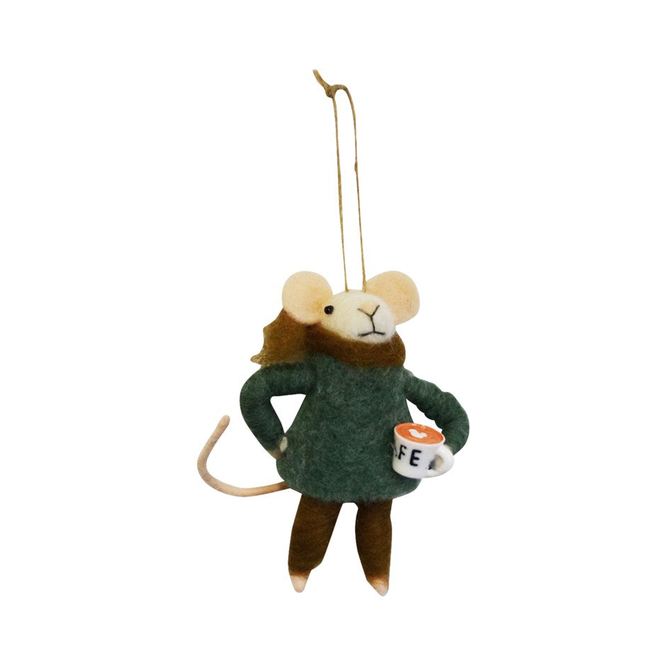 Felt Coffee Mug Mouse ornament