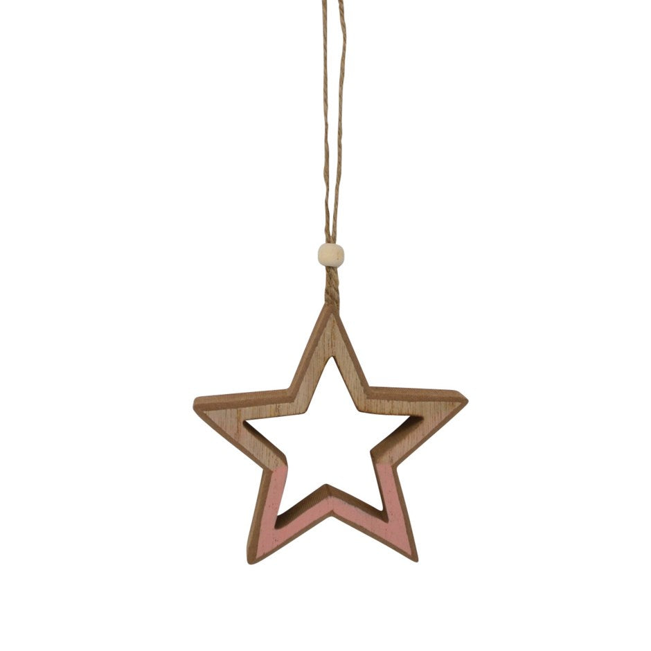 Ornament Pink Wood Star – Holiday Décor gift Montreal Villeray Urban Palate