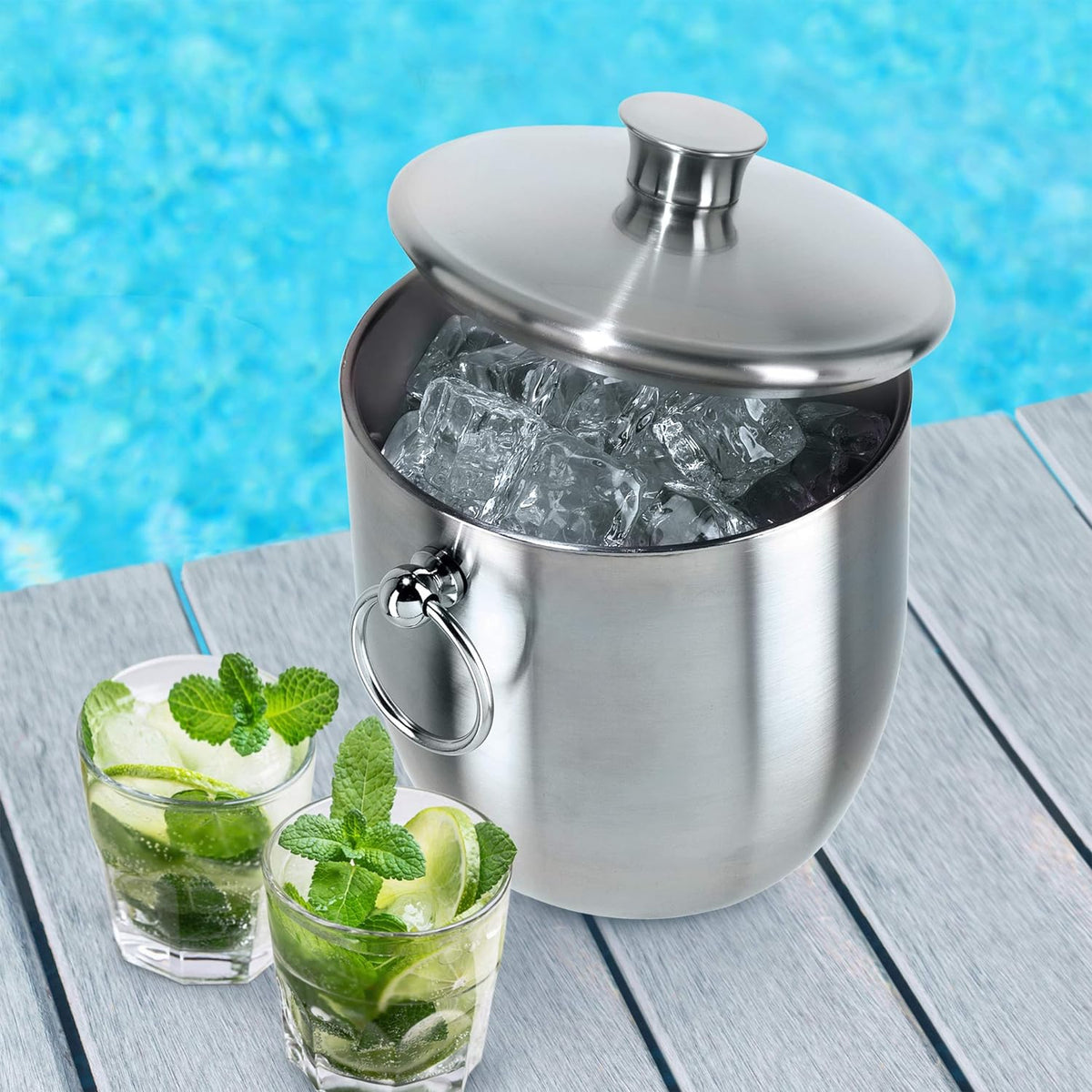 Double Wall Ice Bucket with Ice Tongs – Home Décor gift Montreal Villeray Urban Palate