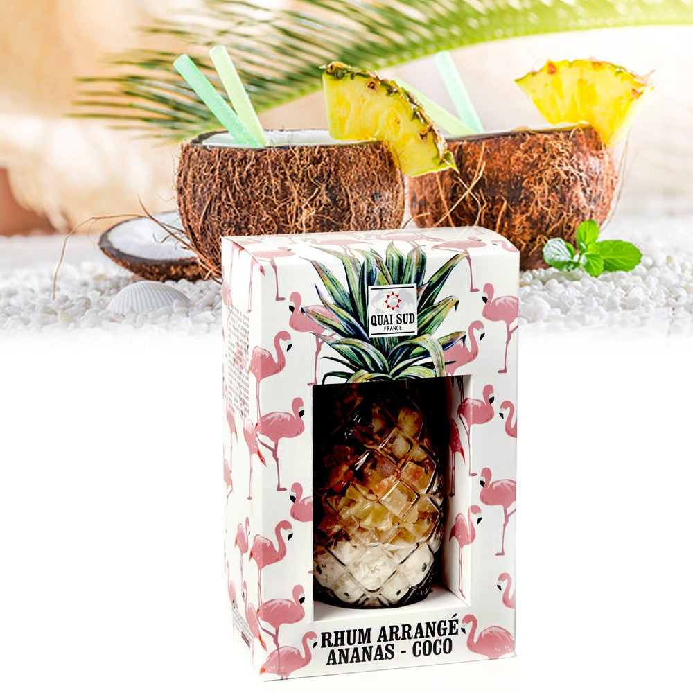 Mix for pineapple arranged rum Coconut glass Pineapple – Drinkware gift Montreal Villeray Urban Palate