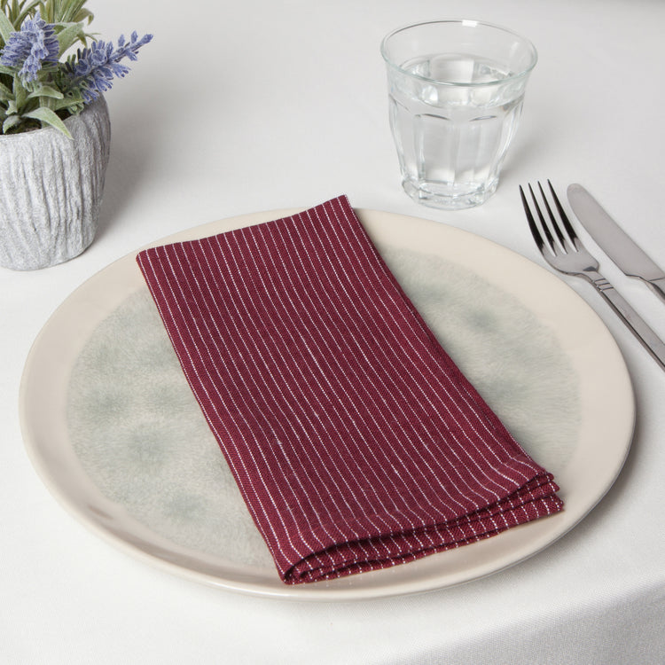 Wine Pinstripe Linen Napkins Set of 4 – Kitchen Linens gift Montreal Villeray Urban Palate