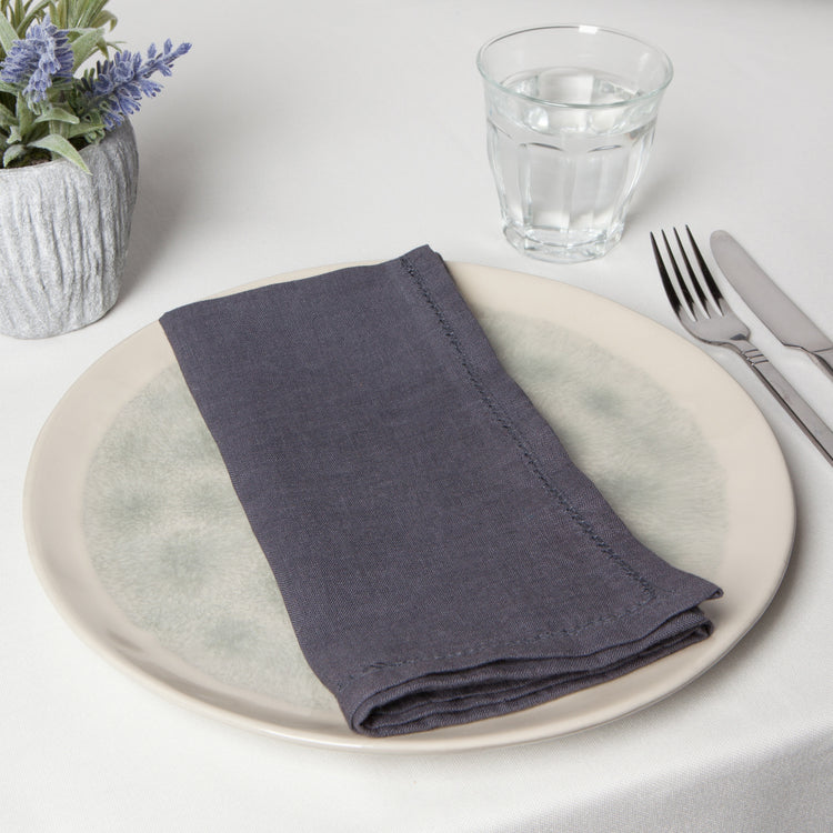 Charcoal Hemstitch Linen Napkins Set of 4 – Kitchen Linens gift Montreal Villeray Urban Palate