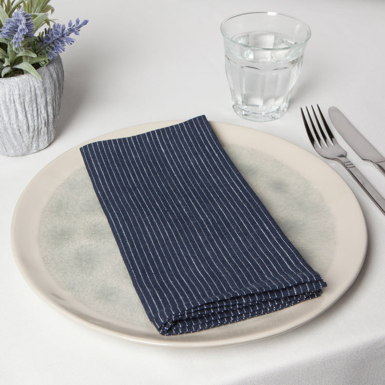 Midnight Pinstripe Linen Napkins Set of 4 – Kitchen Linens gift Montreal Villeray Urban Palate