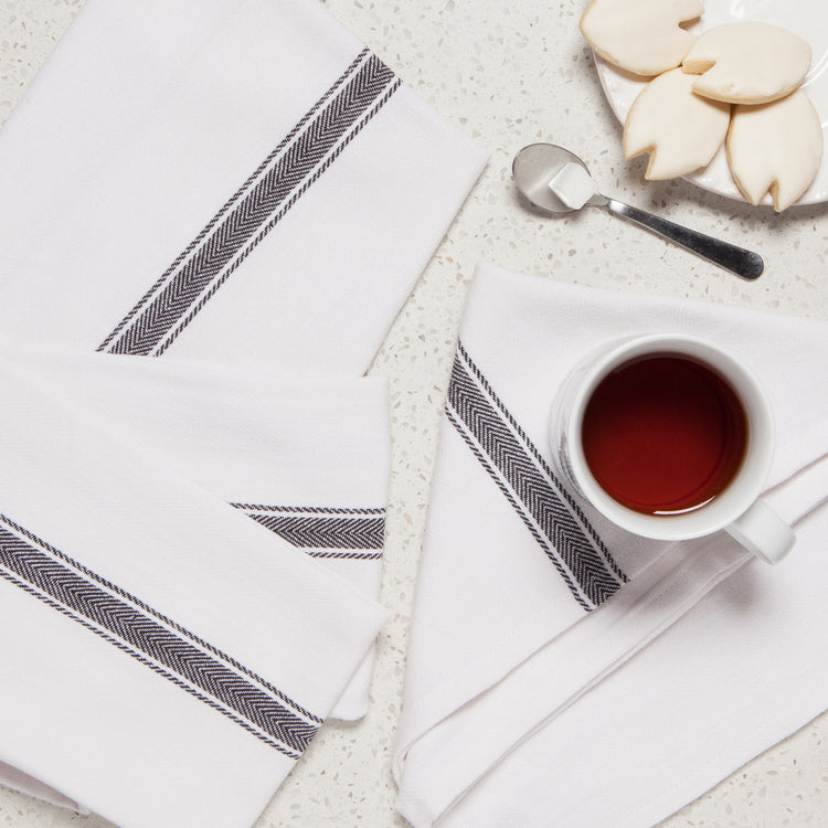 Set of 4 Tea towels with Brooklyn Stripe pattern – Kitchen Linens gift Montreal Villeray Urban Palate