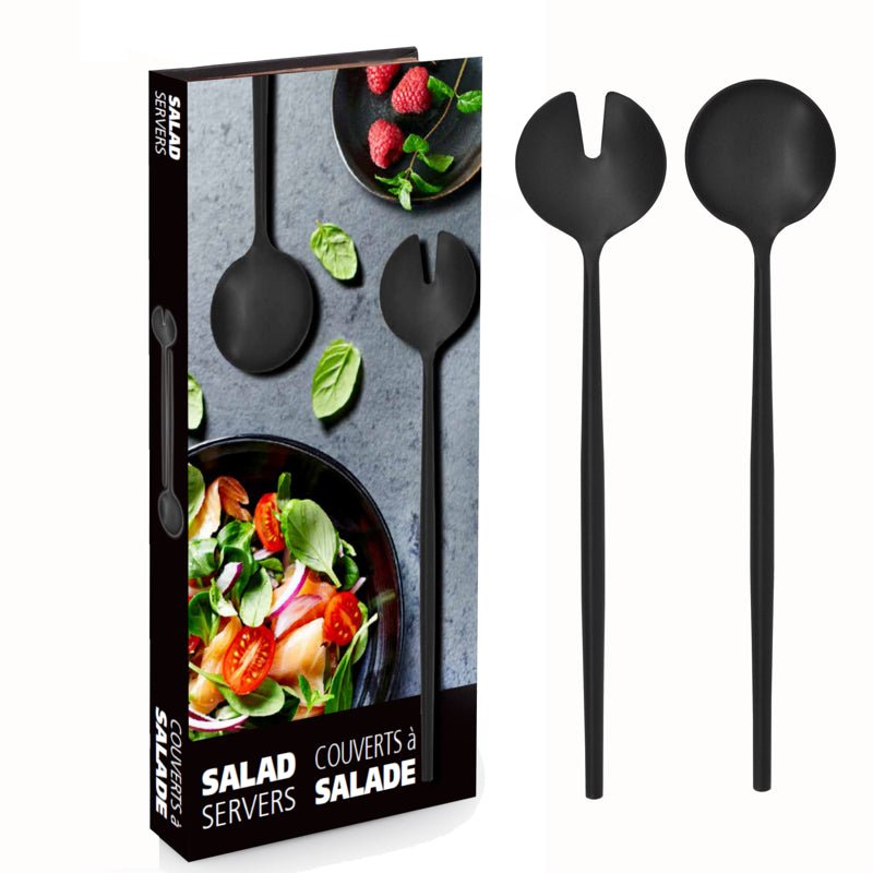 Salad Servers Set - Black Stainless Steel – Gift Set gift Montreal Villeray Urban Palate