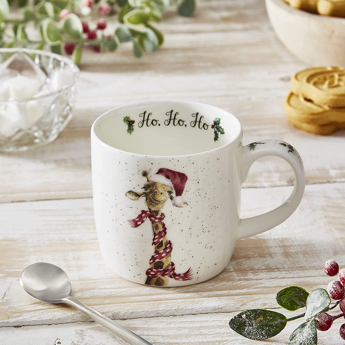 Wrendale Designs Ho Ho Ho Giraffe 11oz Fine Bone China Mug – Tableware gift Montreal Villeray Urban Palate