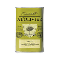 Huile d'olive aromatique au basilic, boîte de 250 ml