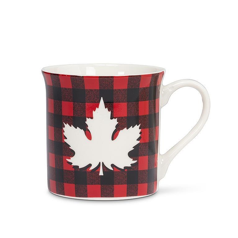 Mug feuille à carreaux rouges et noirs 35 cl