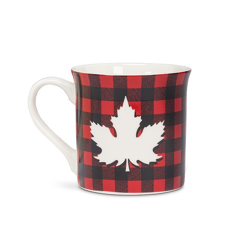 Mug feuille à carreaux rouges et noirs 35 cl