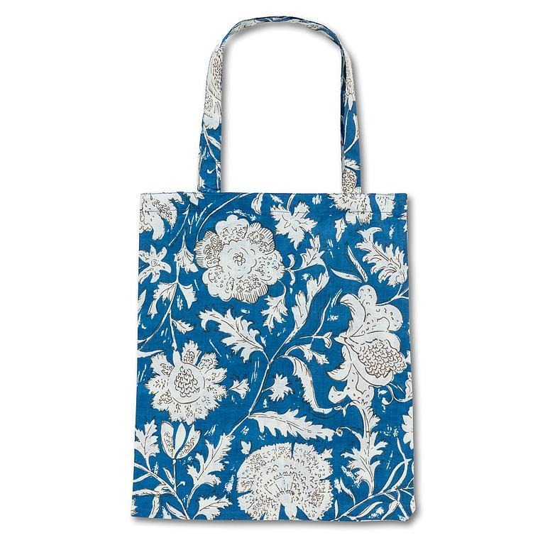 Floral & Butterfly Simple Tote Bag - Blue