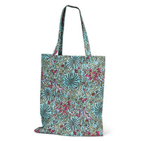 Sac cabas simple à motif floral et papillon - Turquoise