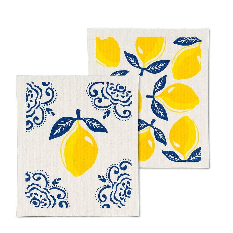 Swedish Sponge Cloth - Lemon Dishcloths - Set of 2