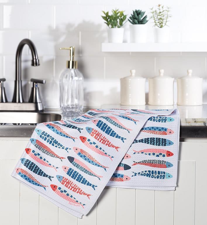 Rows of Fish Kitchen Towel