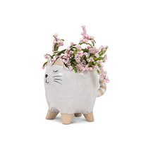 Petit pot de fleurs chat avec queue