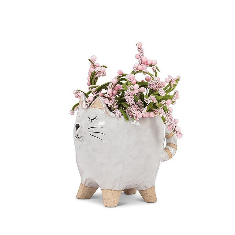 Petit pot de fleurs chat avec queue