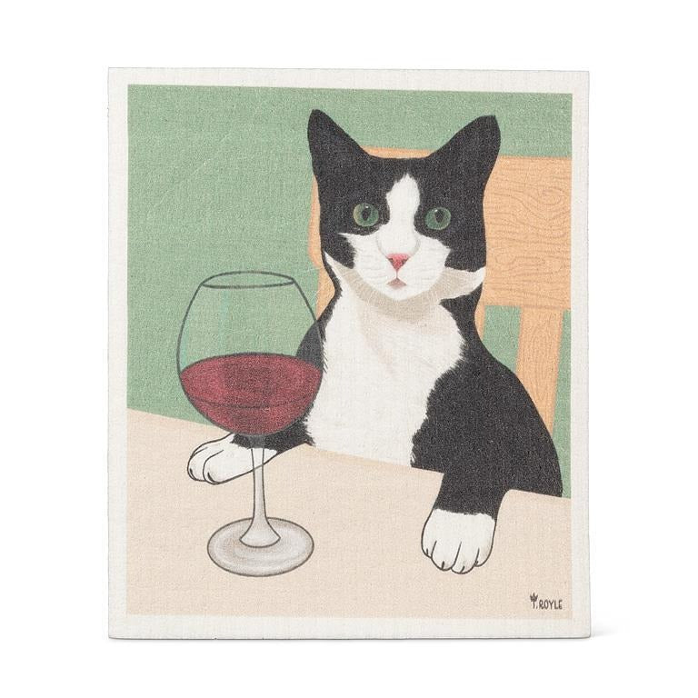 Éponge suédoise - Chat avec du vin