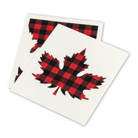 Swedish Sponge Cloths - Buffalo Check Maple Leaf - Set of 2