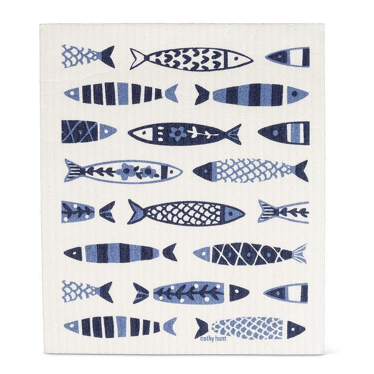 Ensemble essuie-tout de cuisine et torchon motif poisson