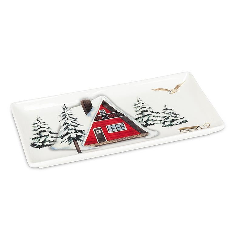 Plateau rectangulaire Winter Cabins