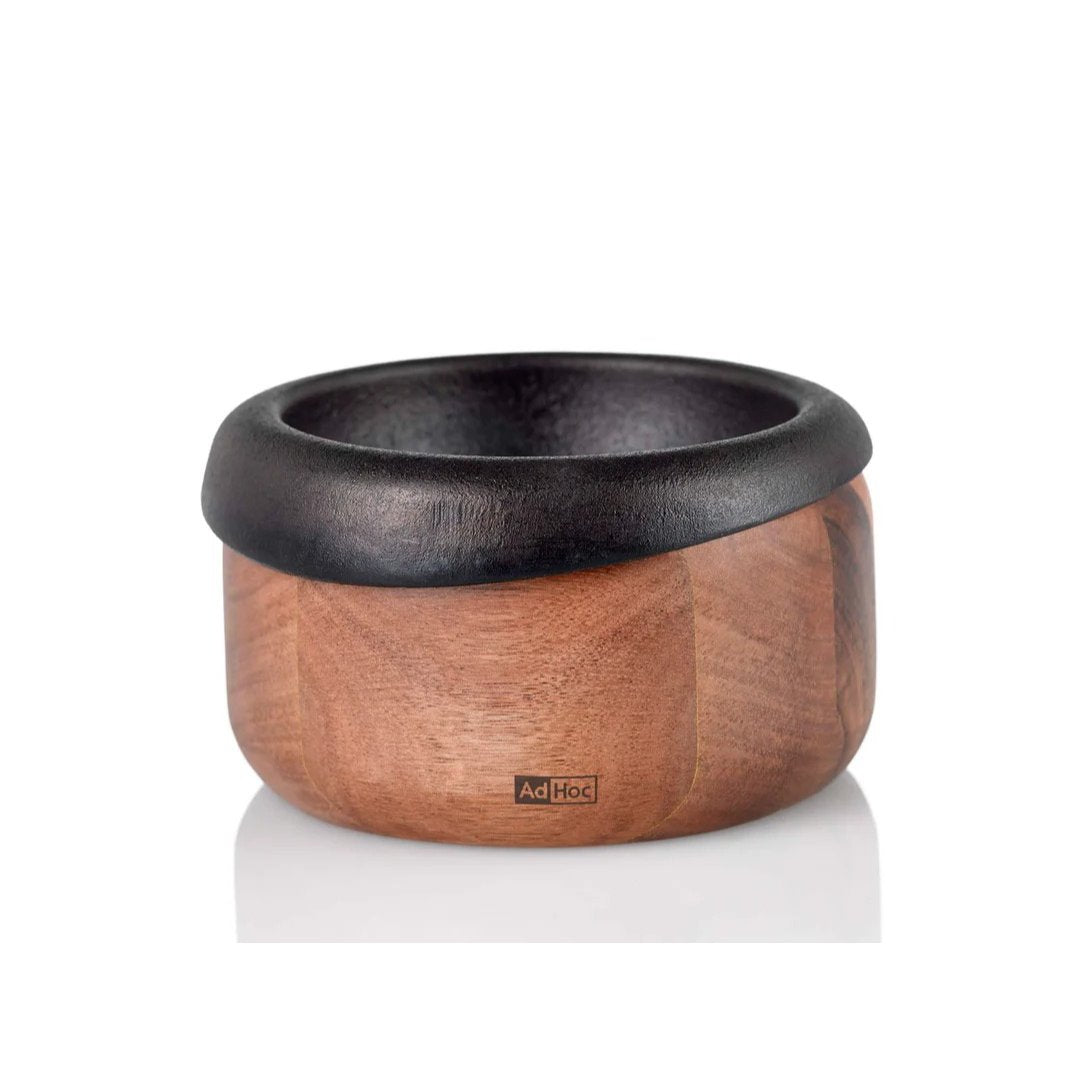 Crush Acacia Wood and Cast Iron Mortar and Pestle 4"