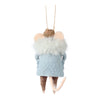 Felt Mouse Ornament with Fur Jacket and Gift Box