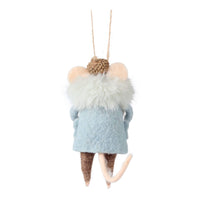 Felt Mouse Ornament with Fur Jacket and Gift Box