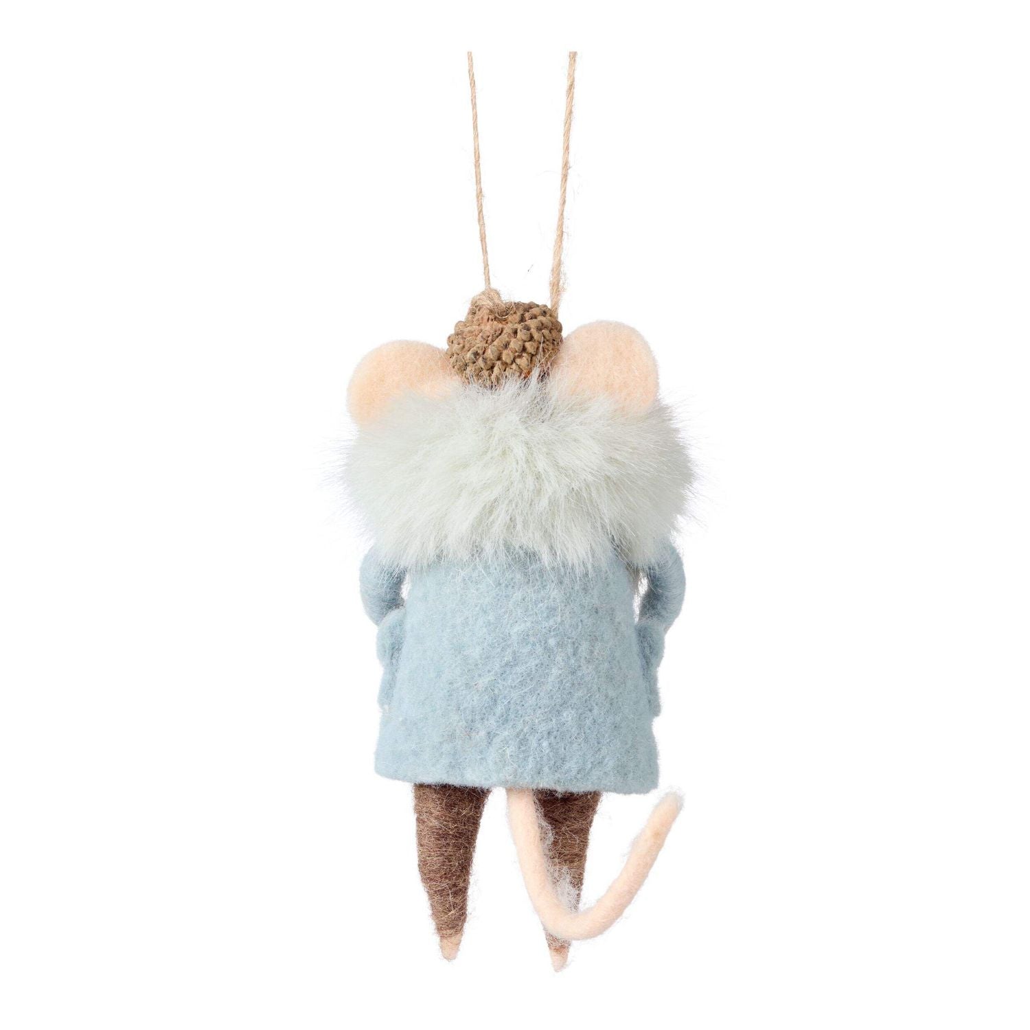 Felt Mouse Ornament with Fur Jacket and Gift Box