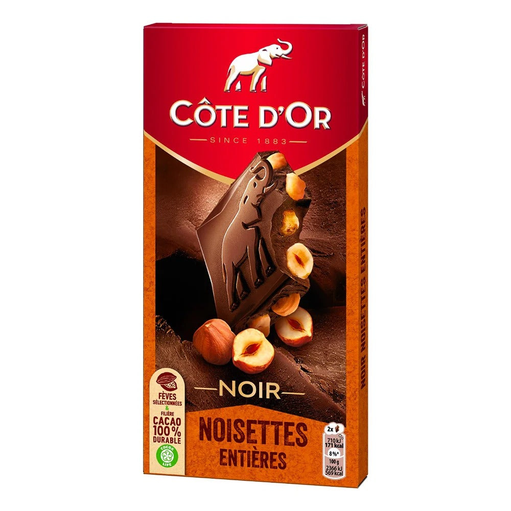 Chocolat noir noisettes entières 180g
