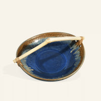 Ceramic and Wood Dish - Blue / Brown / Green