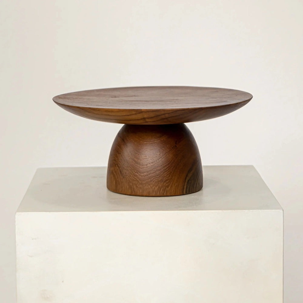Large Teak Wood Cake Stand