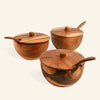 Set of 3 Teak Wood Spice Bowls