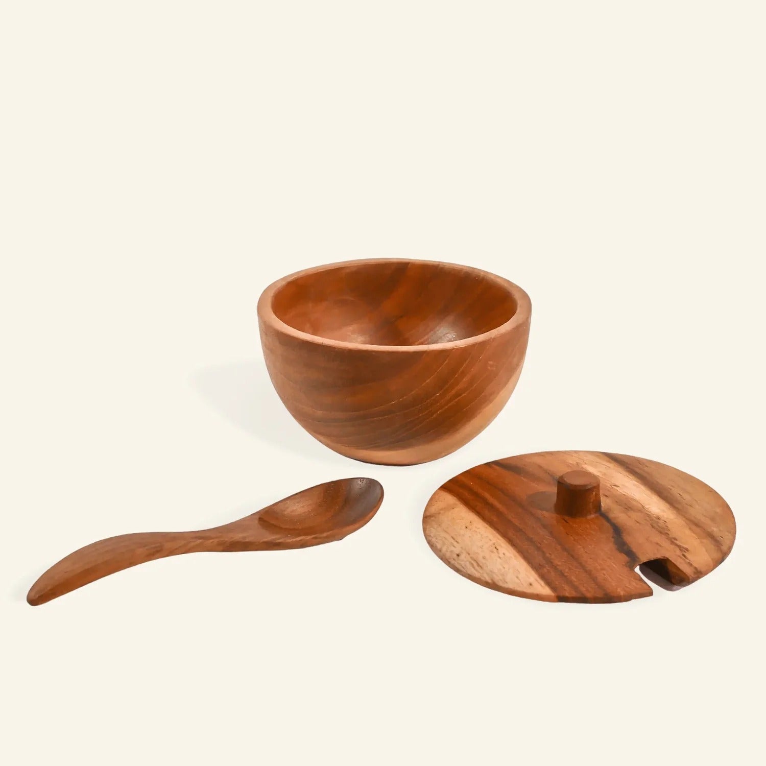Set of 3 Teak Wood Spice Bowls