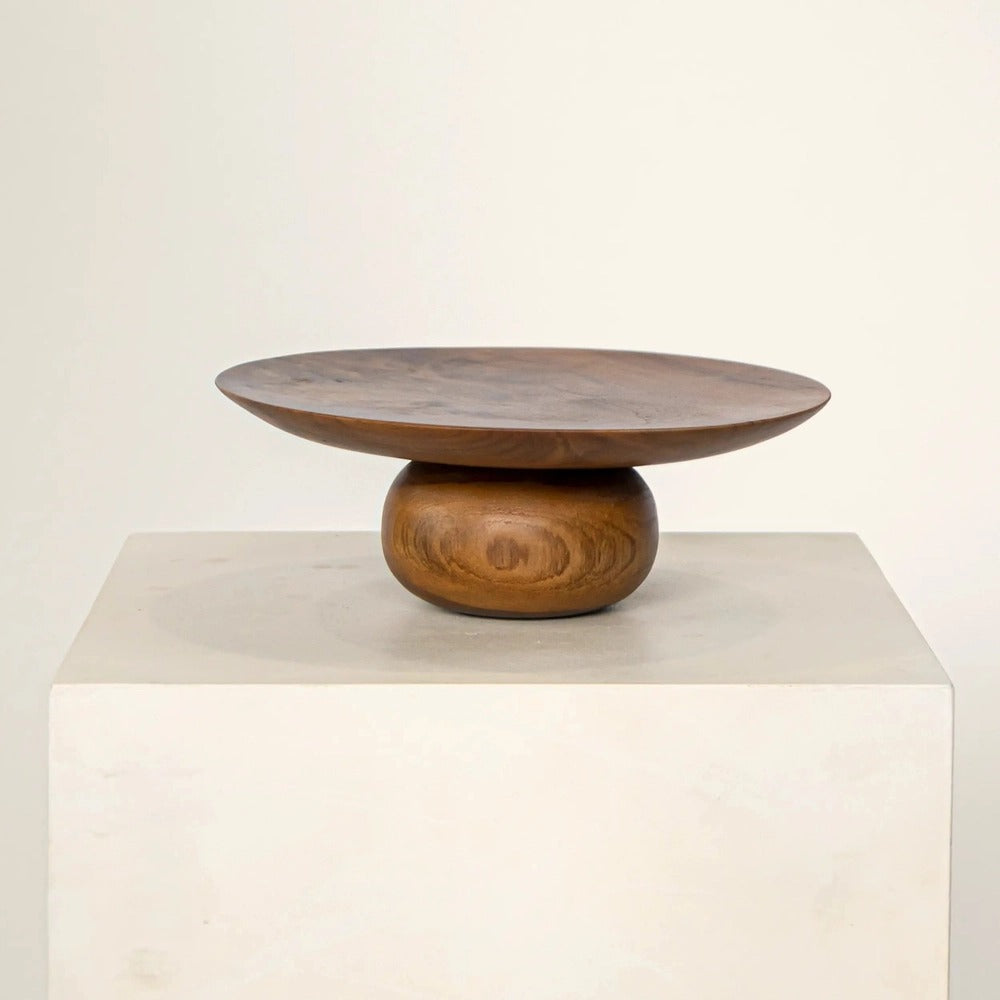 Small Teak Wood Cake Stand