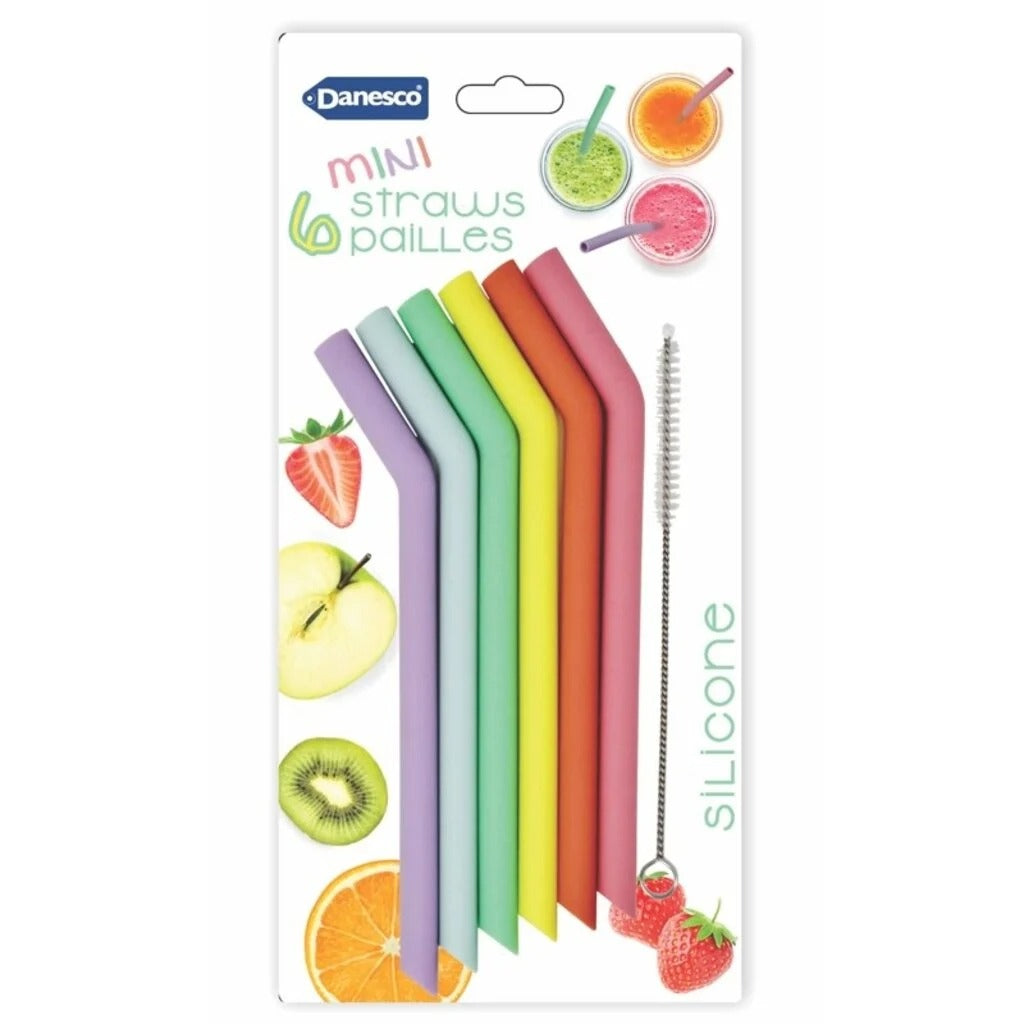 Set of 6 Mini Silicone Straws
