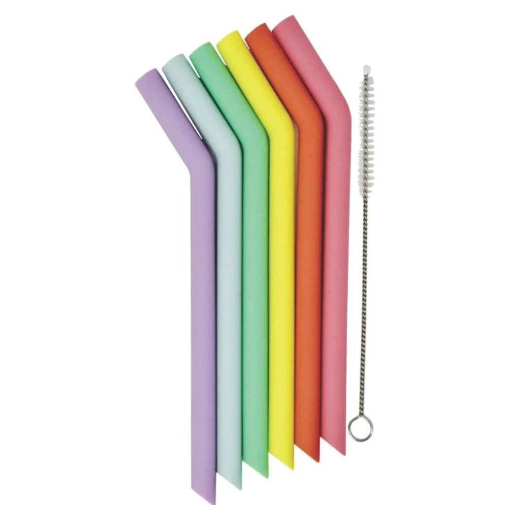 Set of 6 Mini Silicone Straws