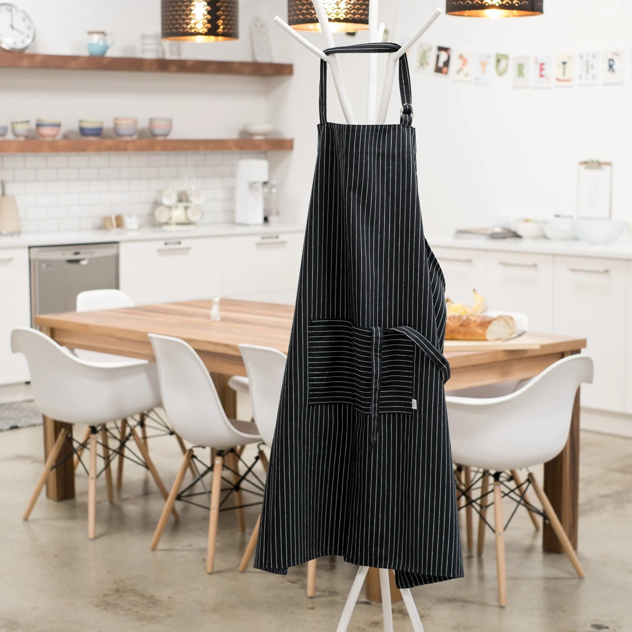 Black Pinstripe Oversized Mightly Apron
