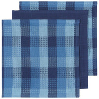 Torchons Indigo gaufrés, lot de 3