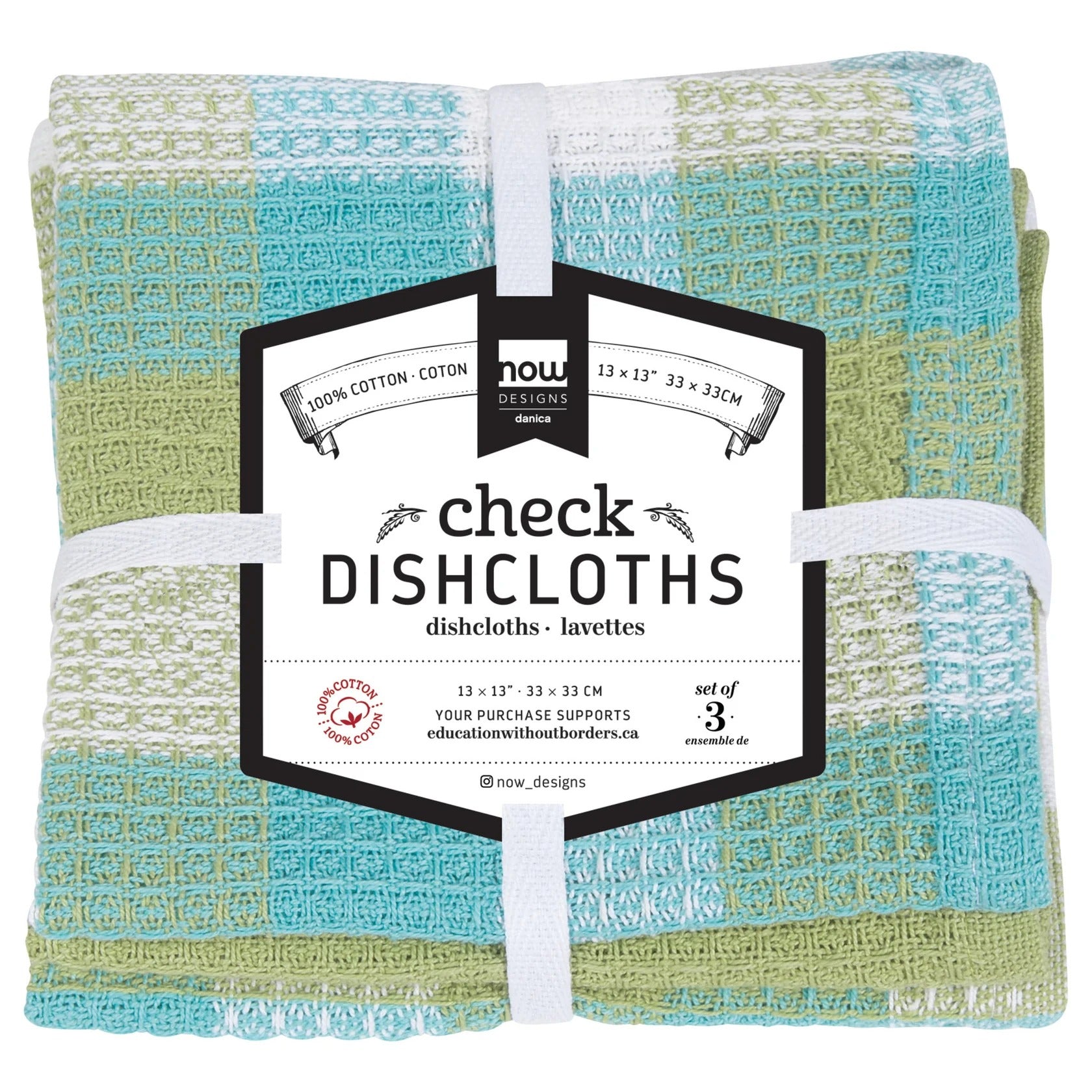 Lot de 3  torchons gaufrés Vert Feuille
