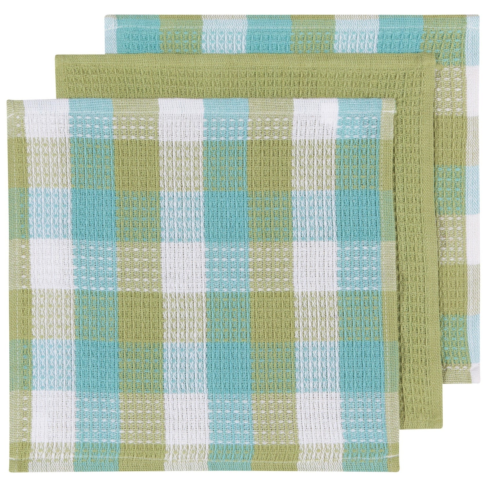 Lot de 3  torchons gaufrés Vert Feuille