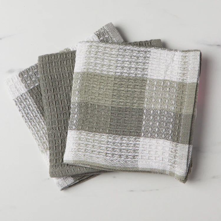 Torchons gaufrés London Gray - Lot de 3