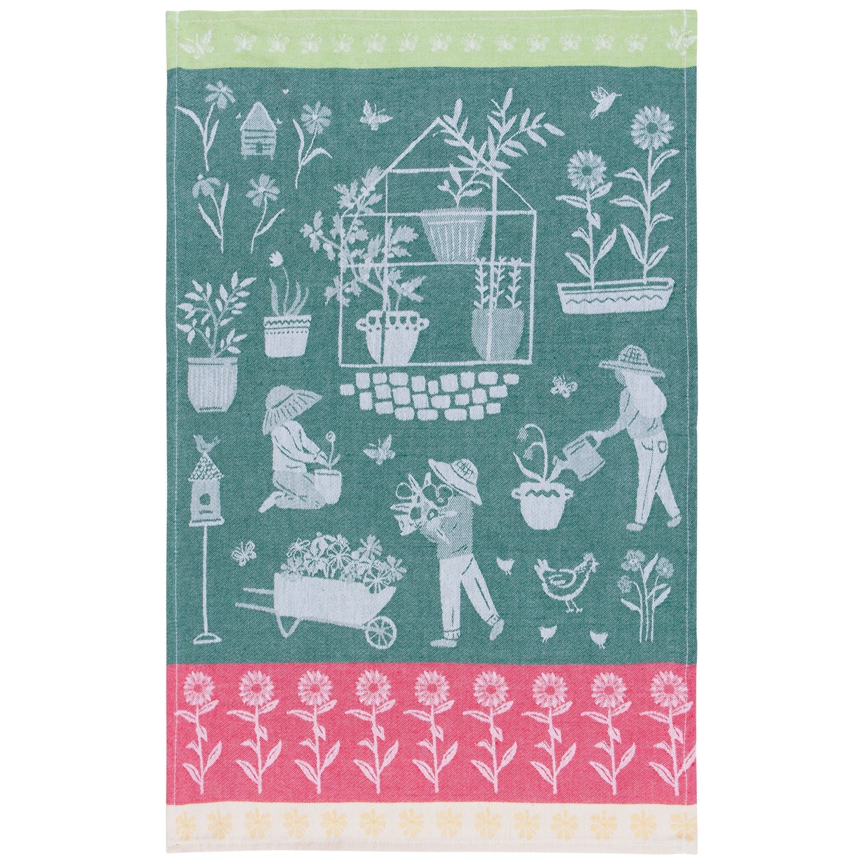 Torchon jacquard "main verte"
