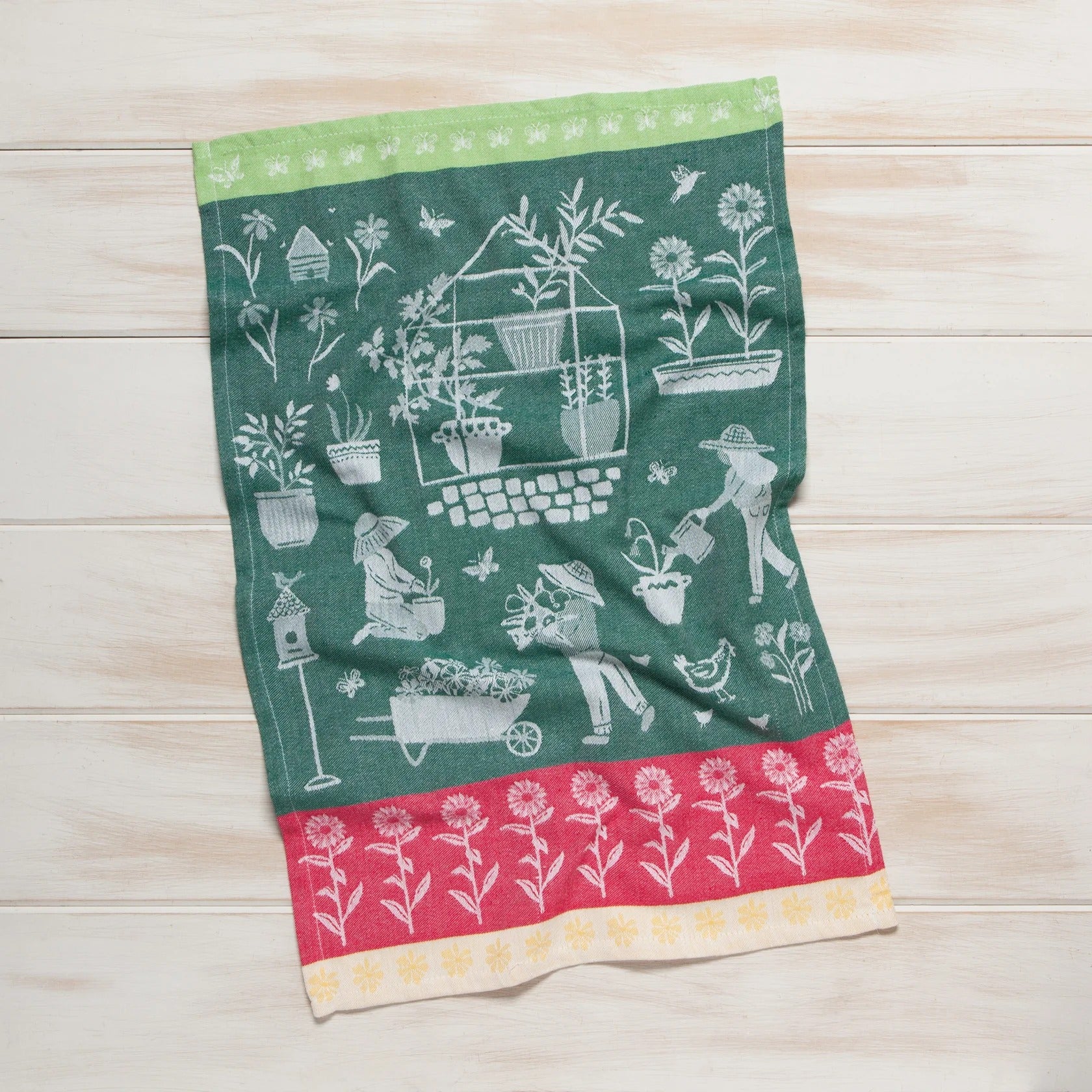 Torchon jacquard "main verte"